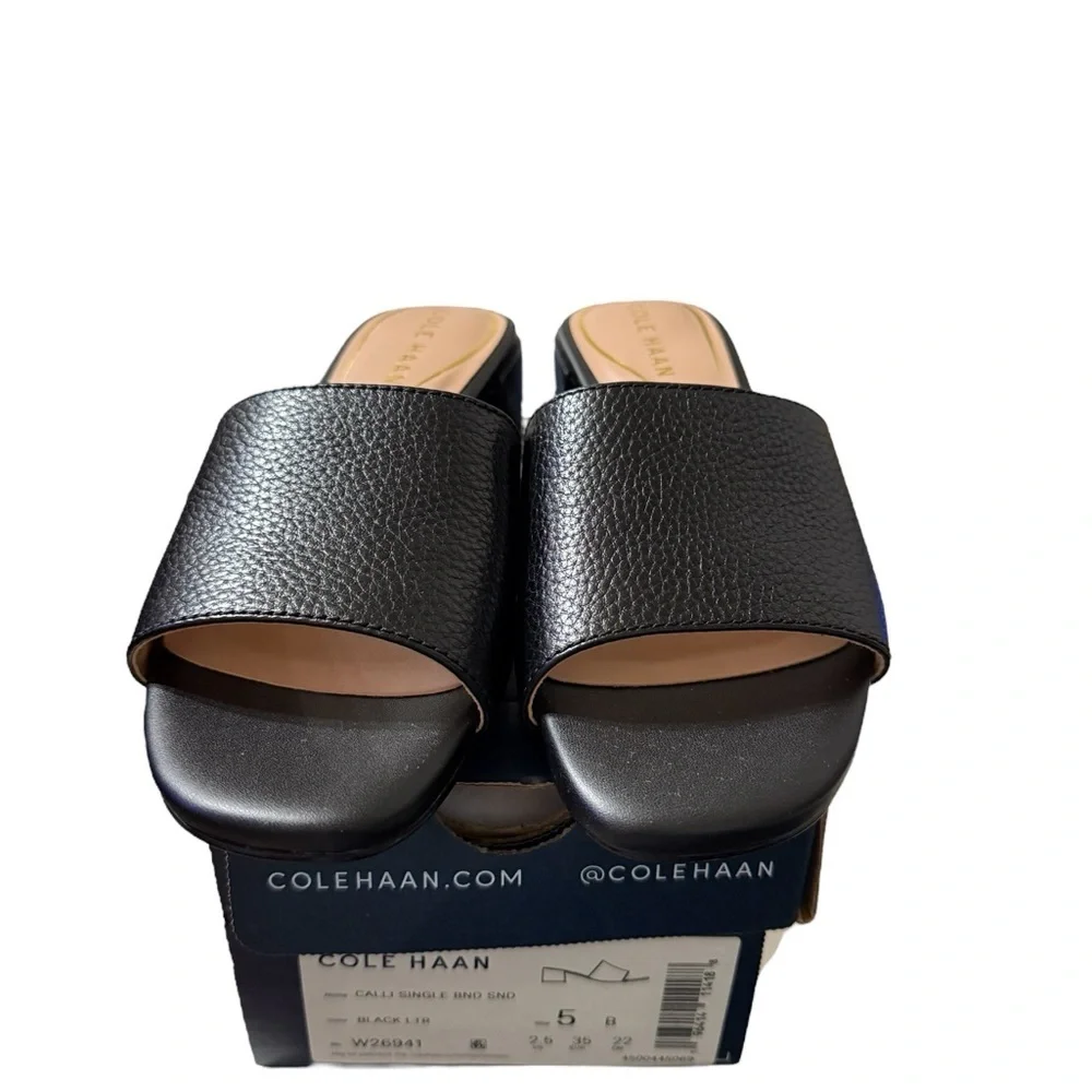 Cole Haan Black Leather Slide Sandals · Size 5